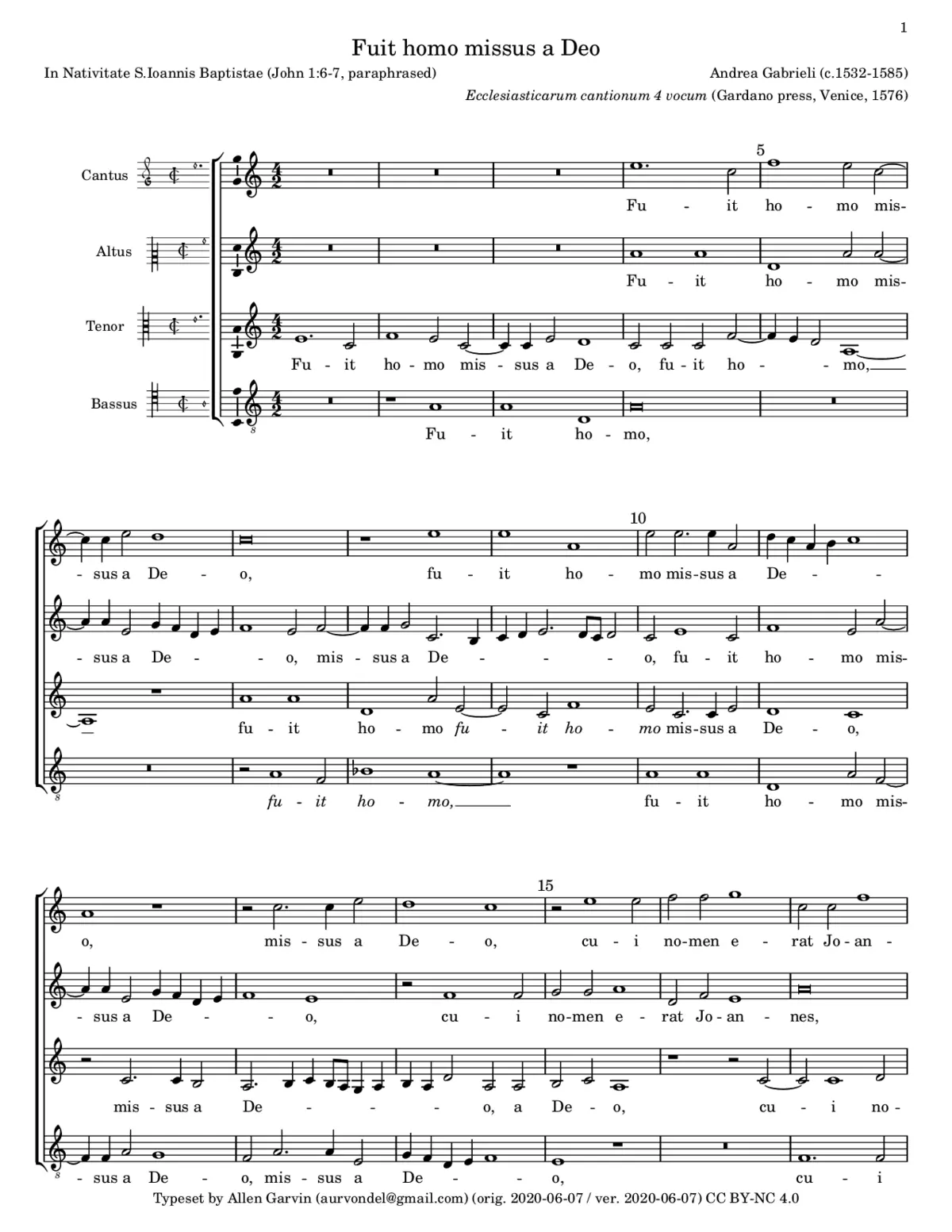 Fuit homo missus a Deo - Page 1