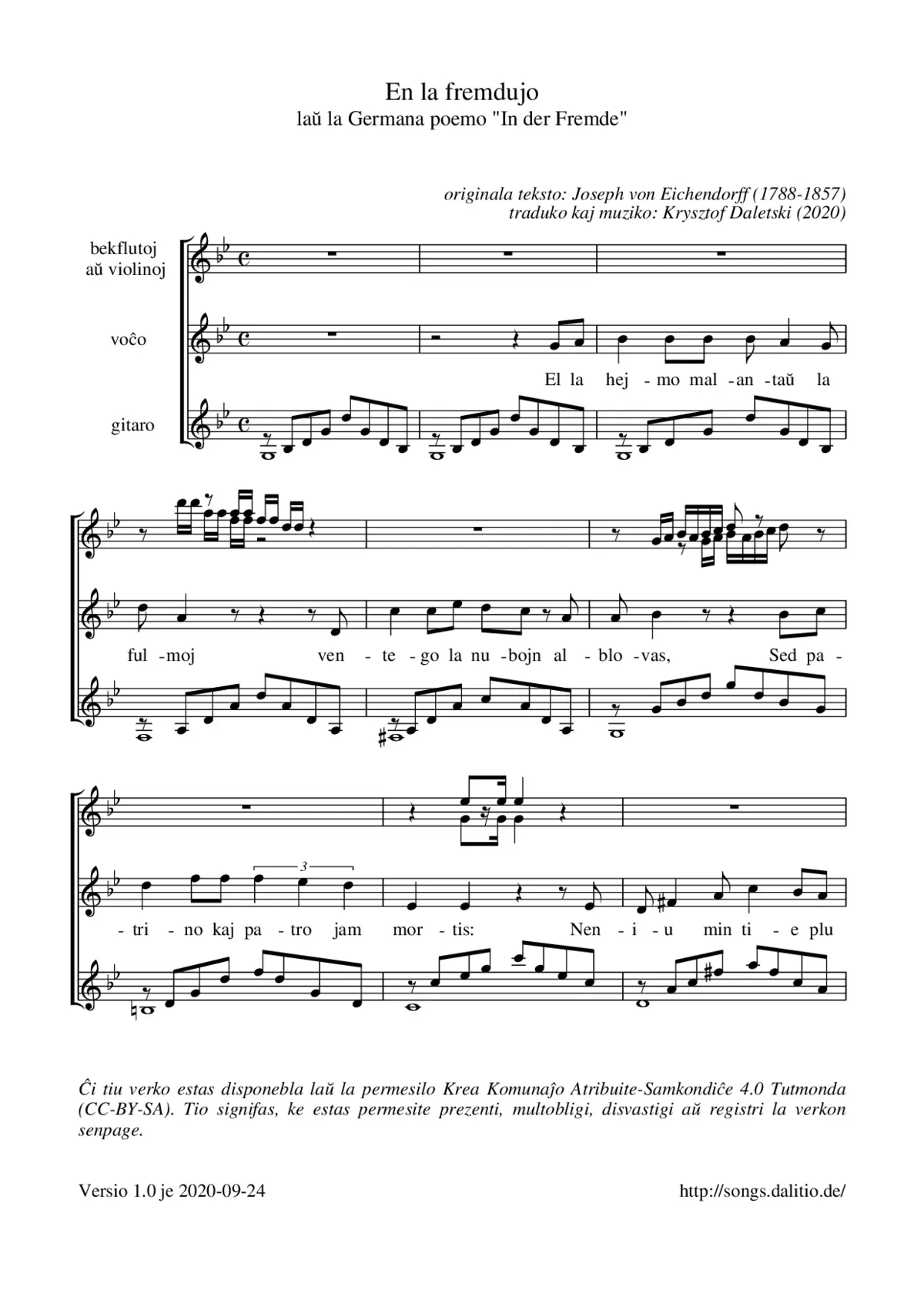 En la fremdujo (In der Fremde) - Page 1