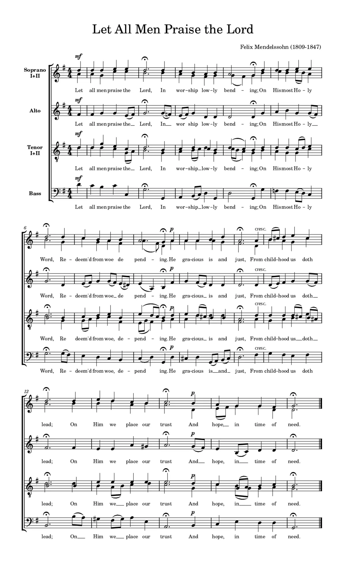 Hymn of Praise: No. 8 - Let all men praise the Lord - Page 1