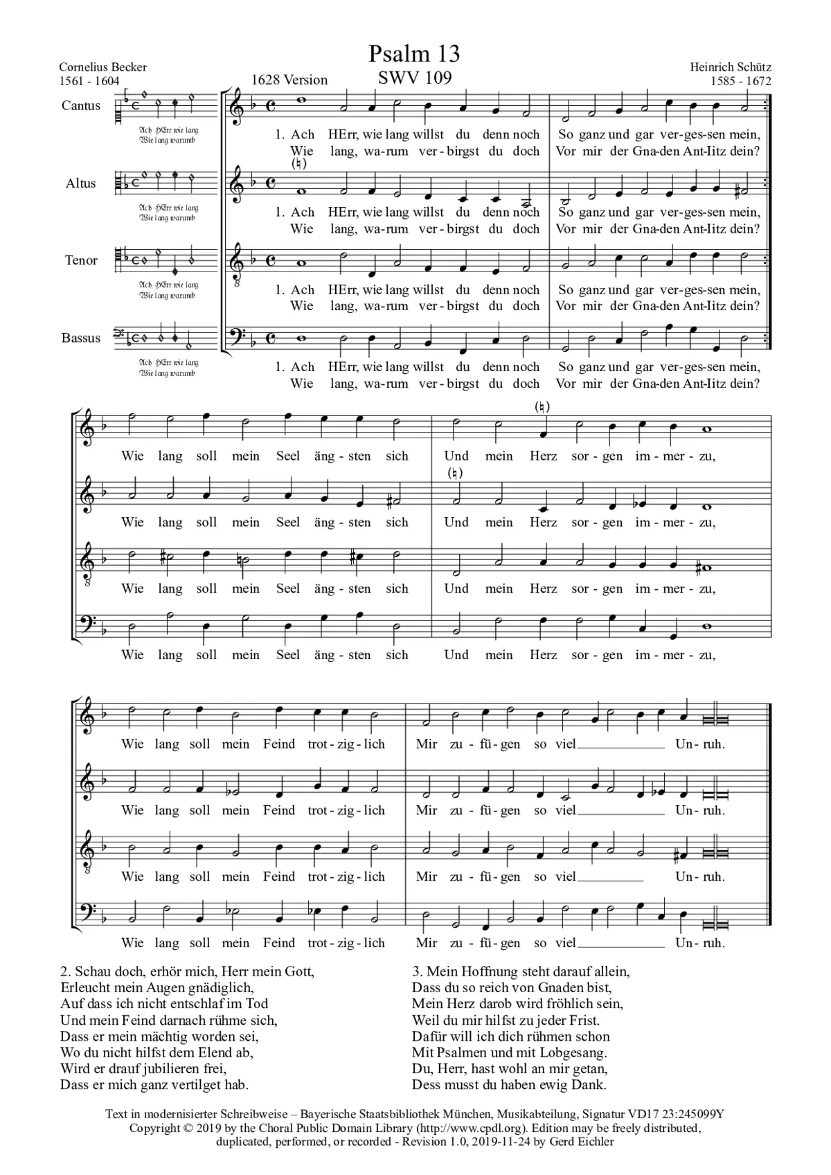 Ach Herr, wie lang willst du denn noch, SWV 109 - Page 1
