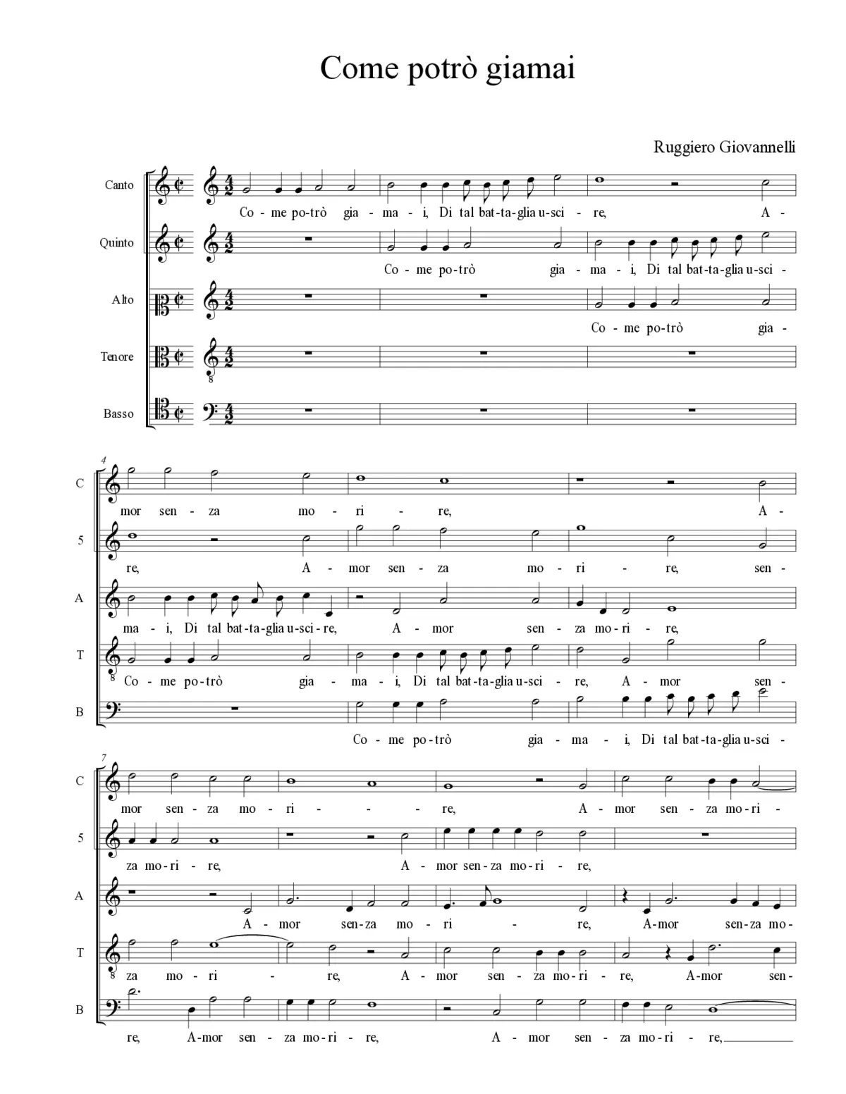 Come potrò giamai - Page 1