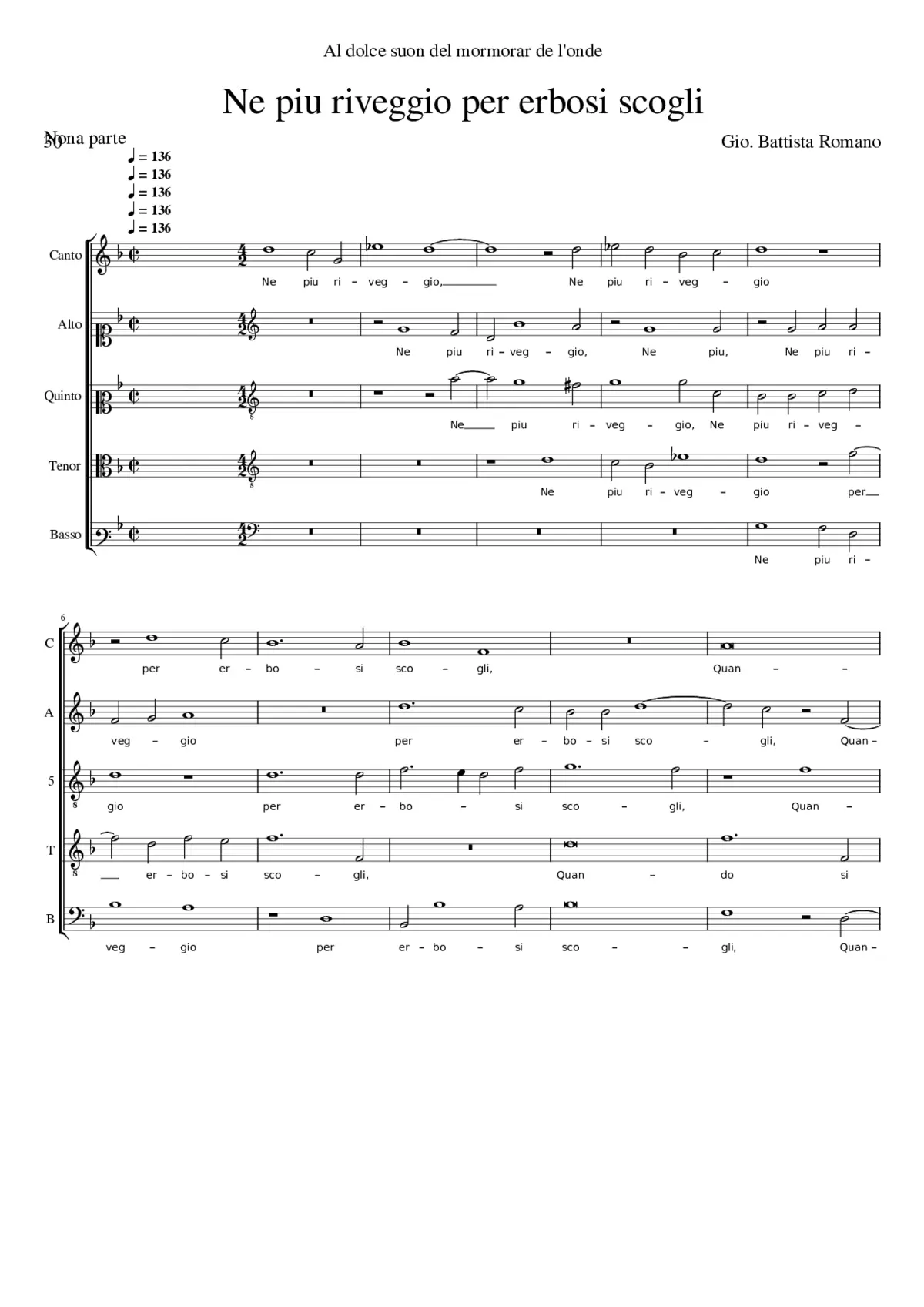 Ne piu riveggio per erbosi scogli - Page 1