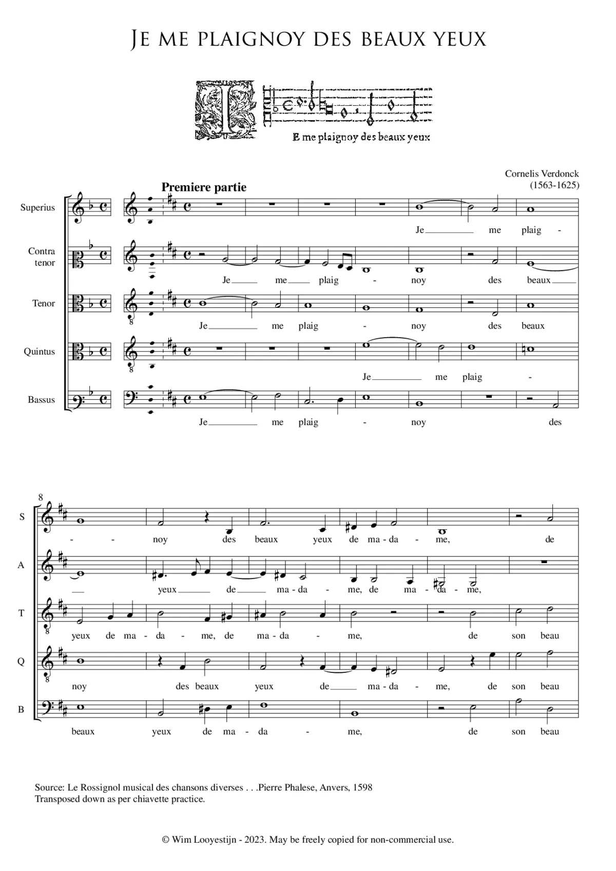 Je me plaignoy des beaux yeux - Page 1