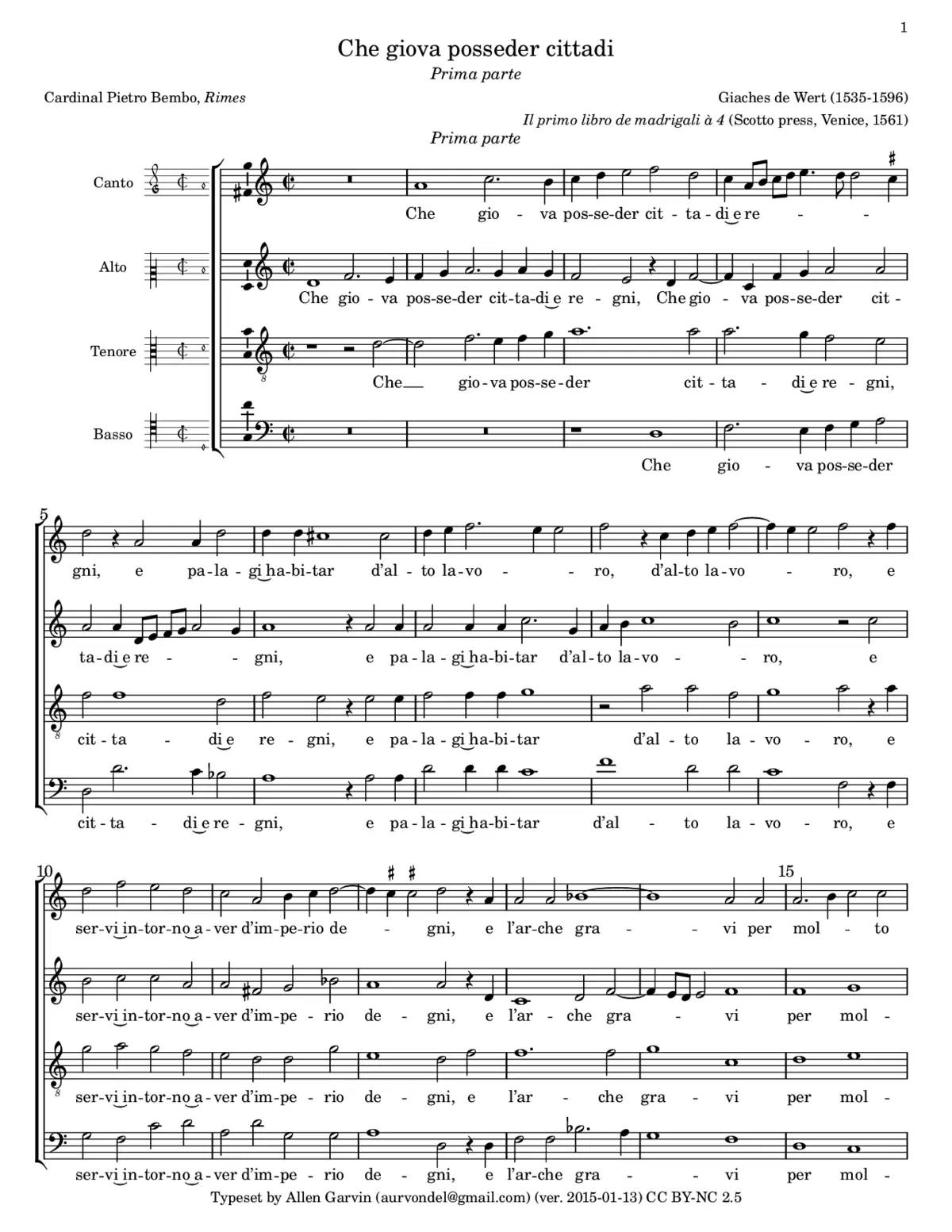 Che giova posseder cittadi - Page 1