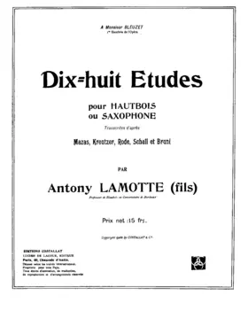 Dix-Huit Études pour Hautbois ou Saxophone