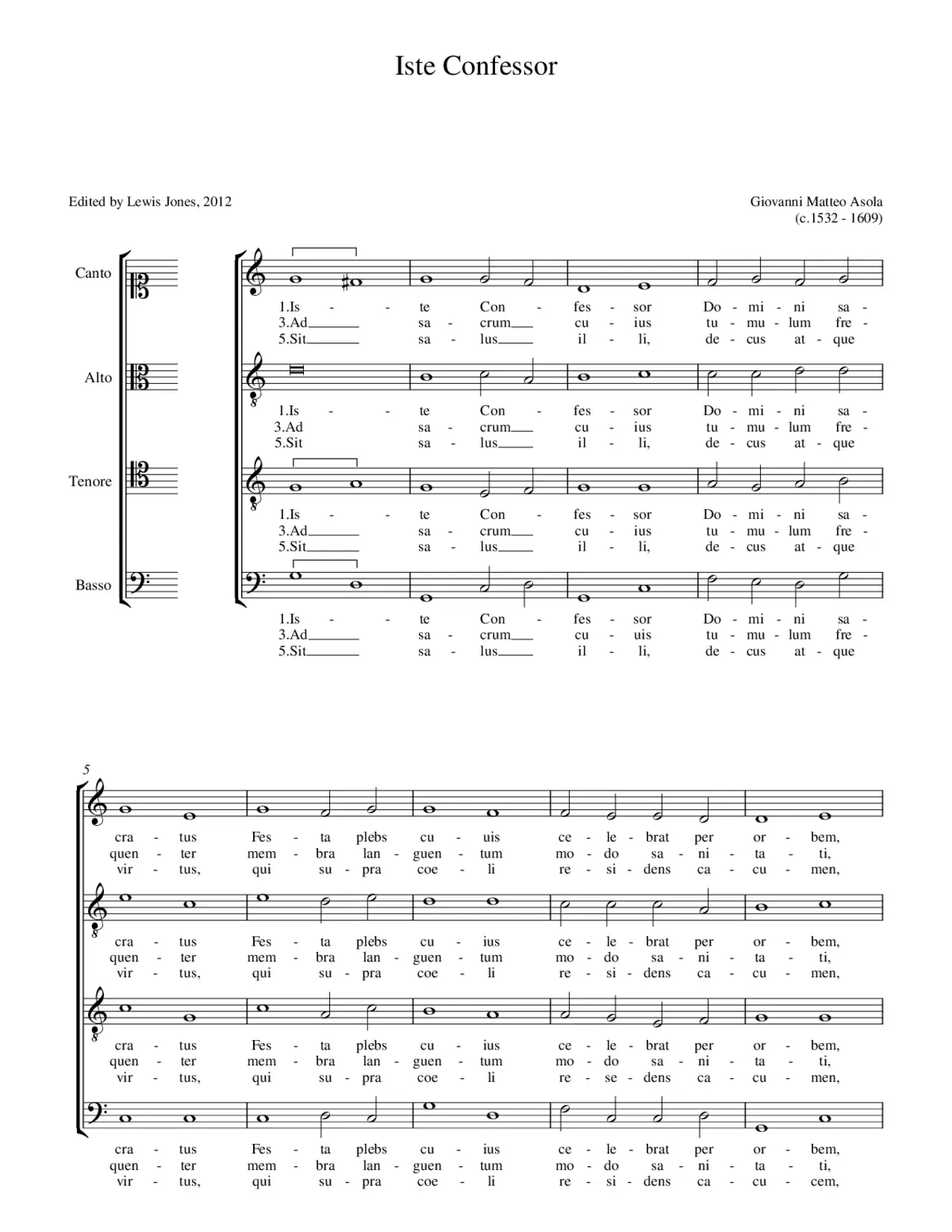 Iste Confessor a 4 (odd verses) - Page 1