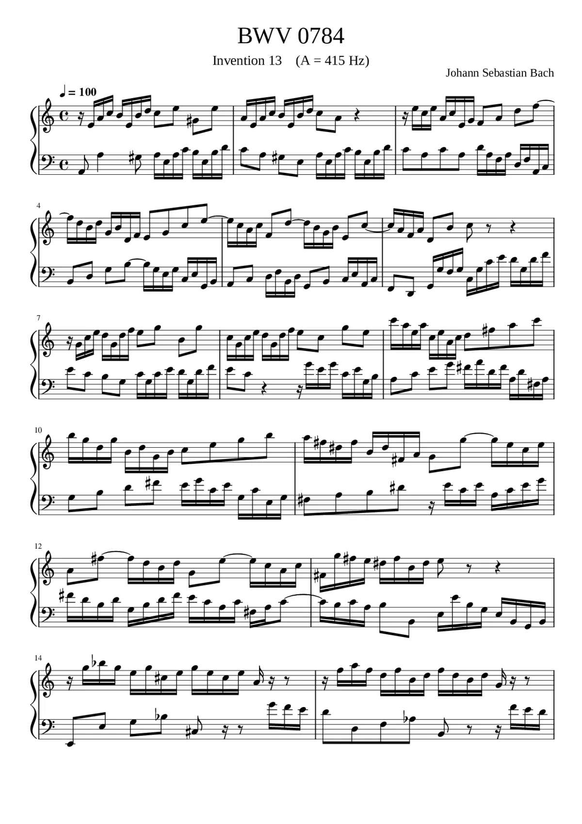 Invention in A minor BWV 784 - Page 1