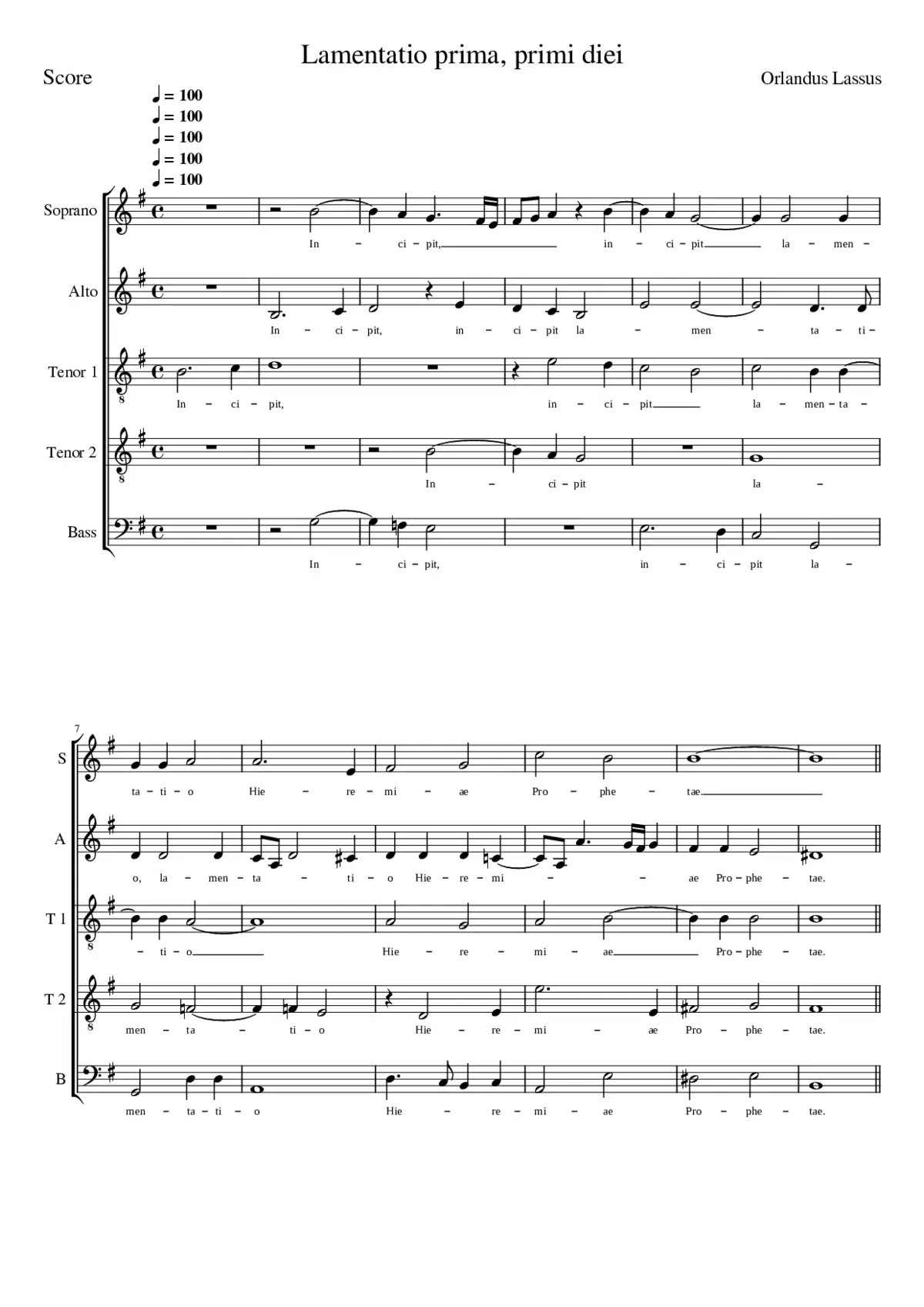 Lamentationes Hieremiae Prophetae (quinque vocum) - Page 1