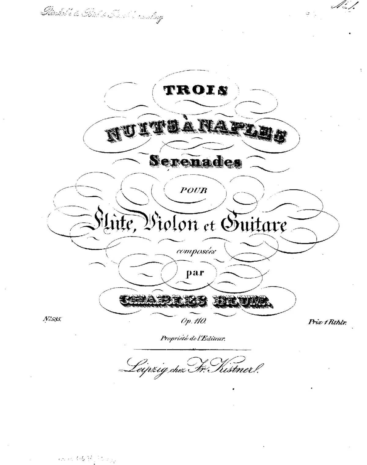 3 Nuits à Naples, sérénades pour flûte, violon et guitare - Page 1