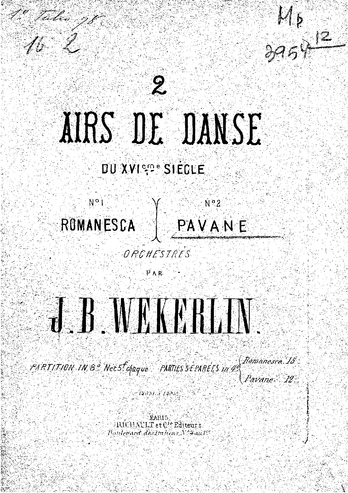 2 Airs de danse du XVIme. siècle - Page 1