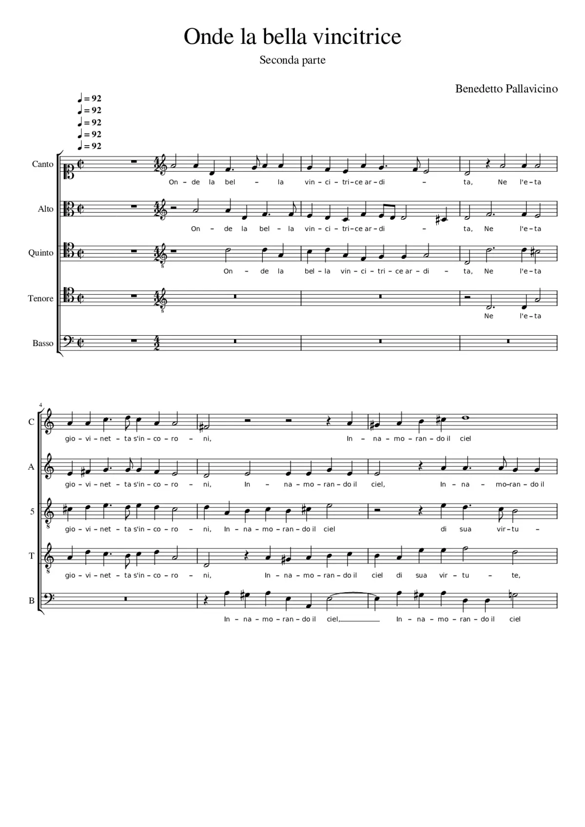 Onde la bella vincitrice - Page 1