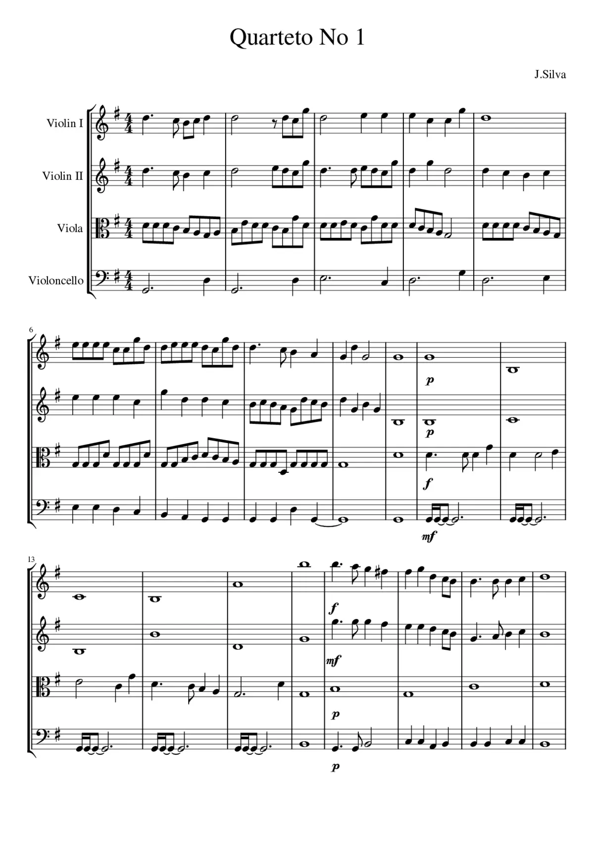 String Quartet No.1 D major - Page 1