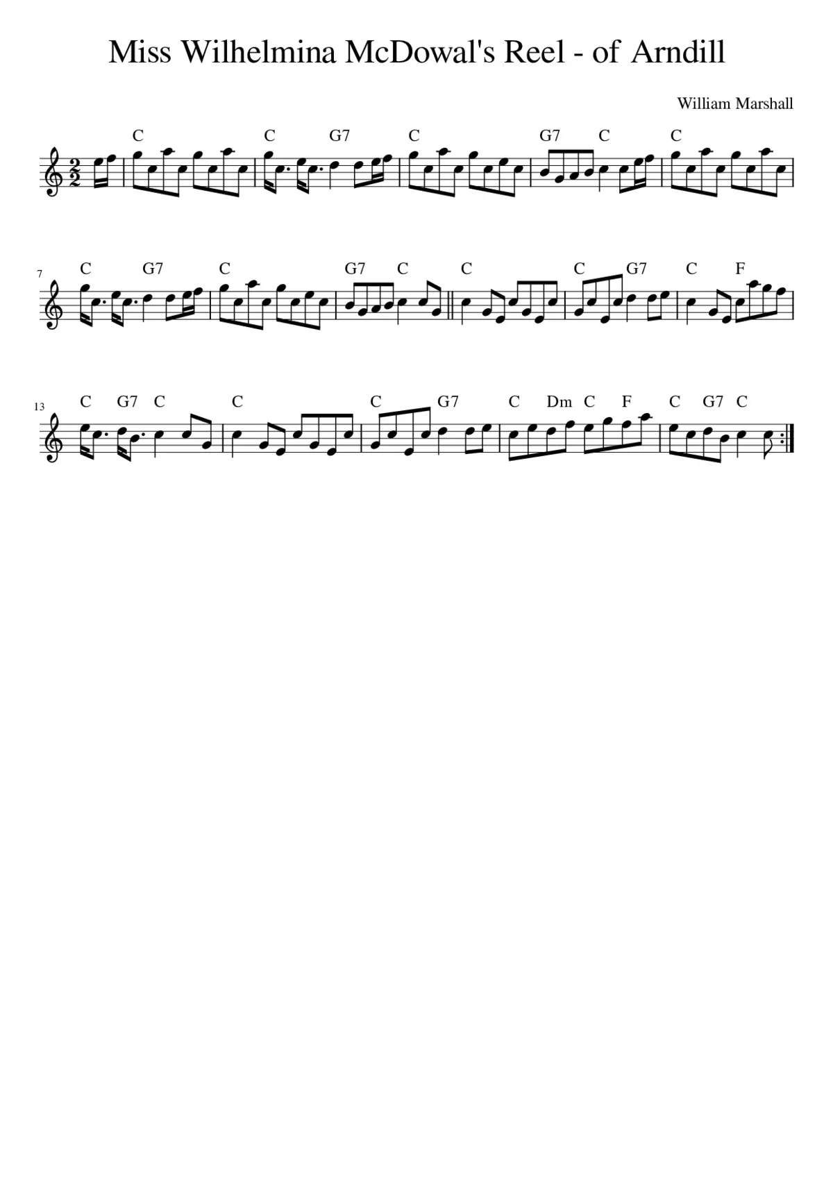 Miss Wilhelmina McDowal's Reel - of Arndill - Page 1