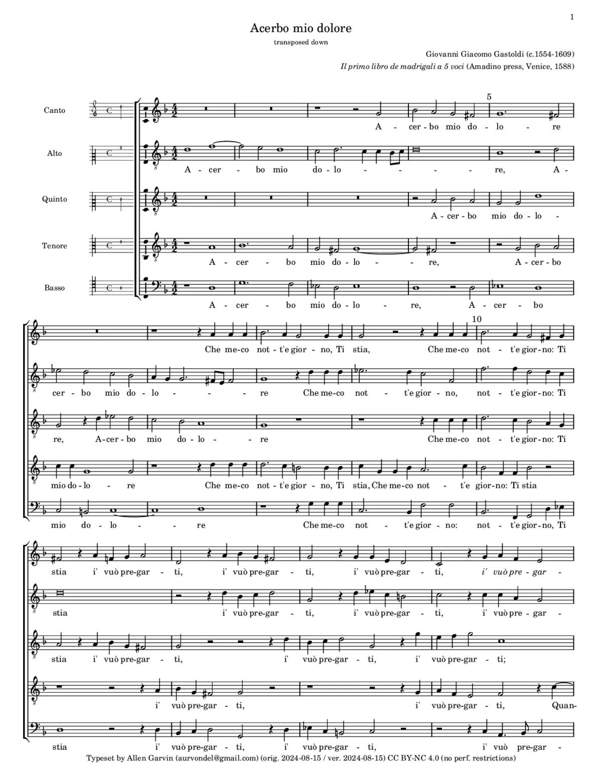 Acerbo mio dolore - Page 1