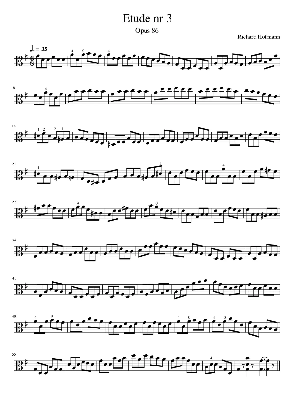 Etuden for Viola Opus 86 nr 3 - Page 1
