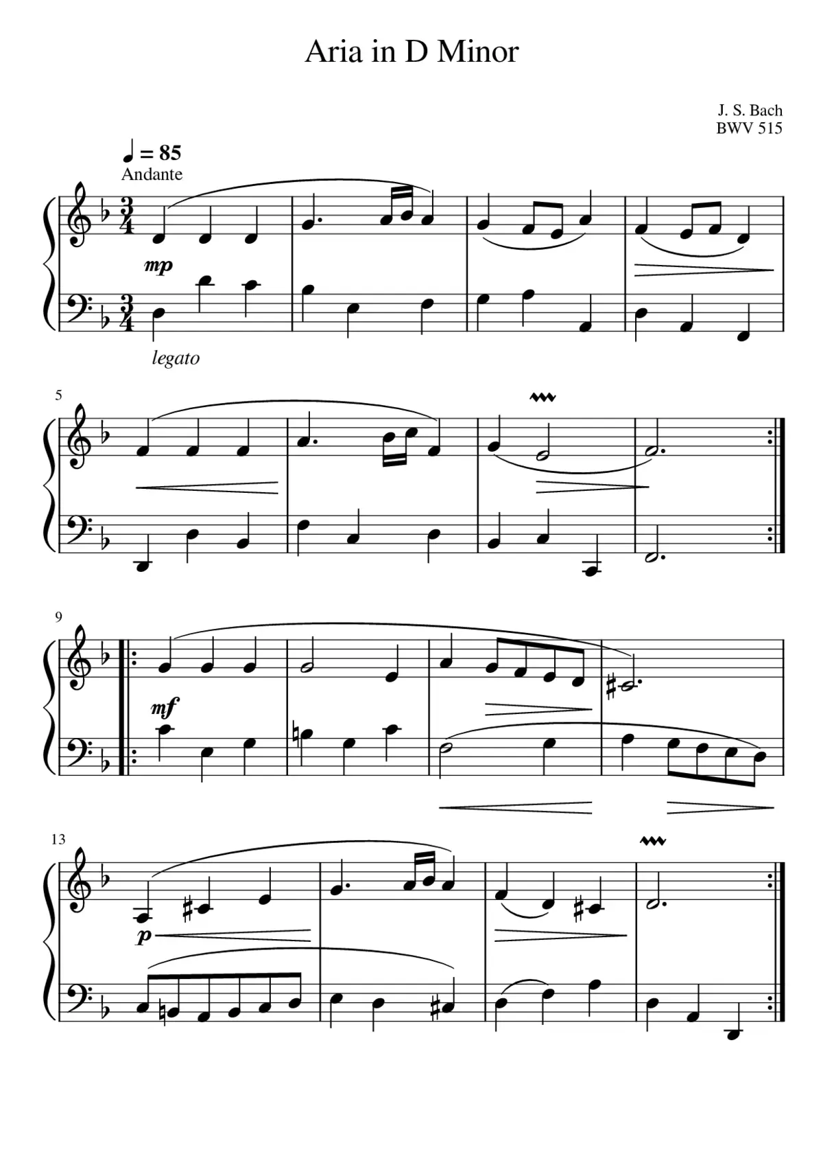 Aria in D Minor - Page 1
