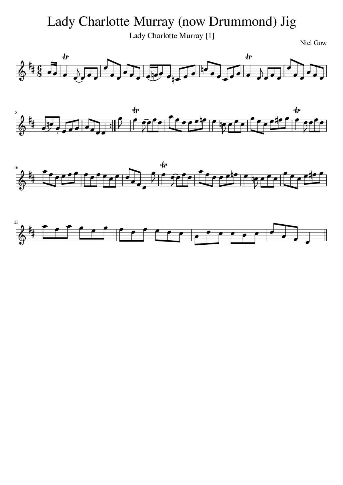 Lady Charlotte Murray (now Drummond) Jig - Page 1