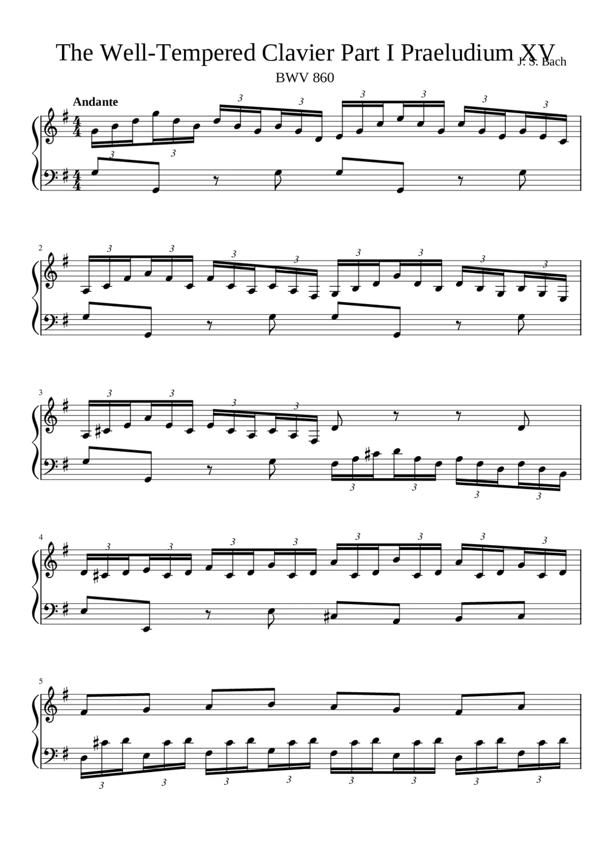 Prelude and Fugue in G major BWV 860 - Page 1