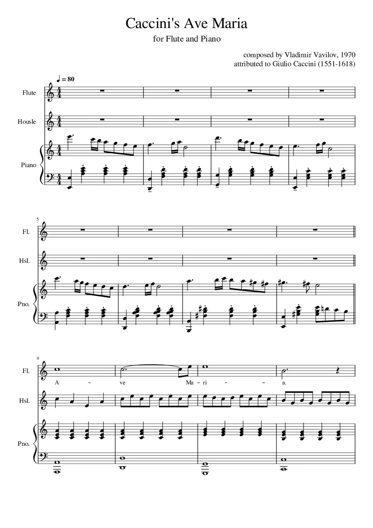 Caccini - Ave Maria for Flute - Page 1