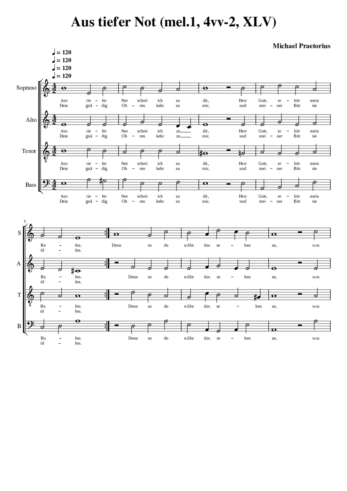 Aus tiefer Not schrei ich zu dir - Page 1