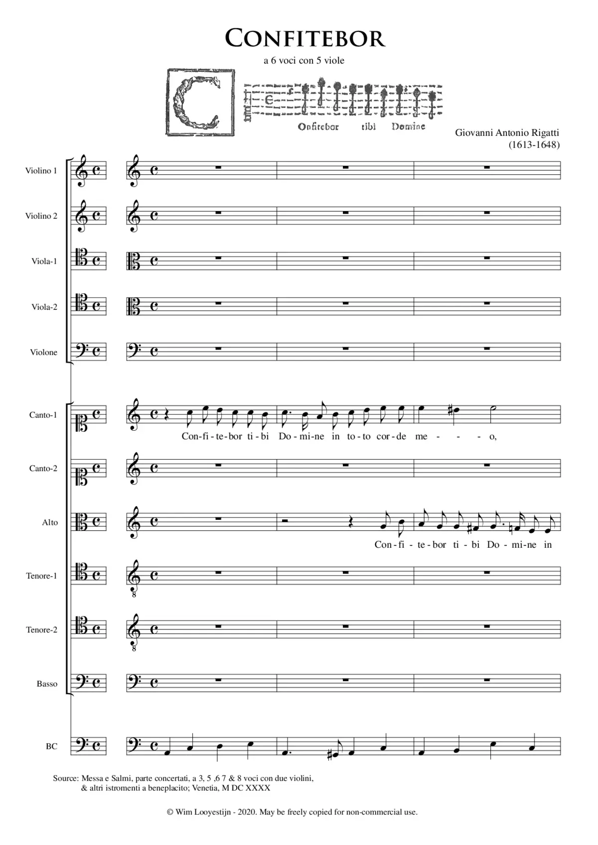 Confitebor a 6 con 5 viole - Page 1