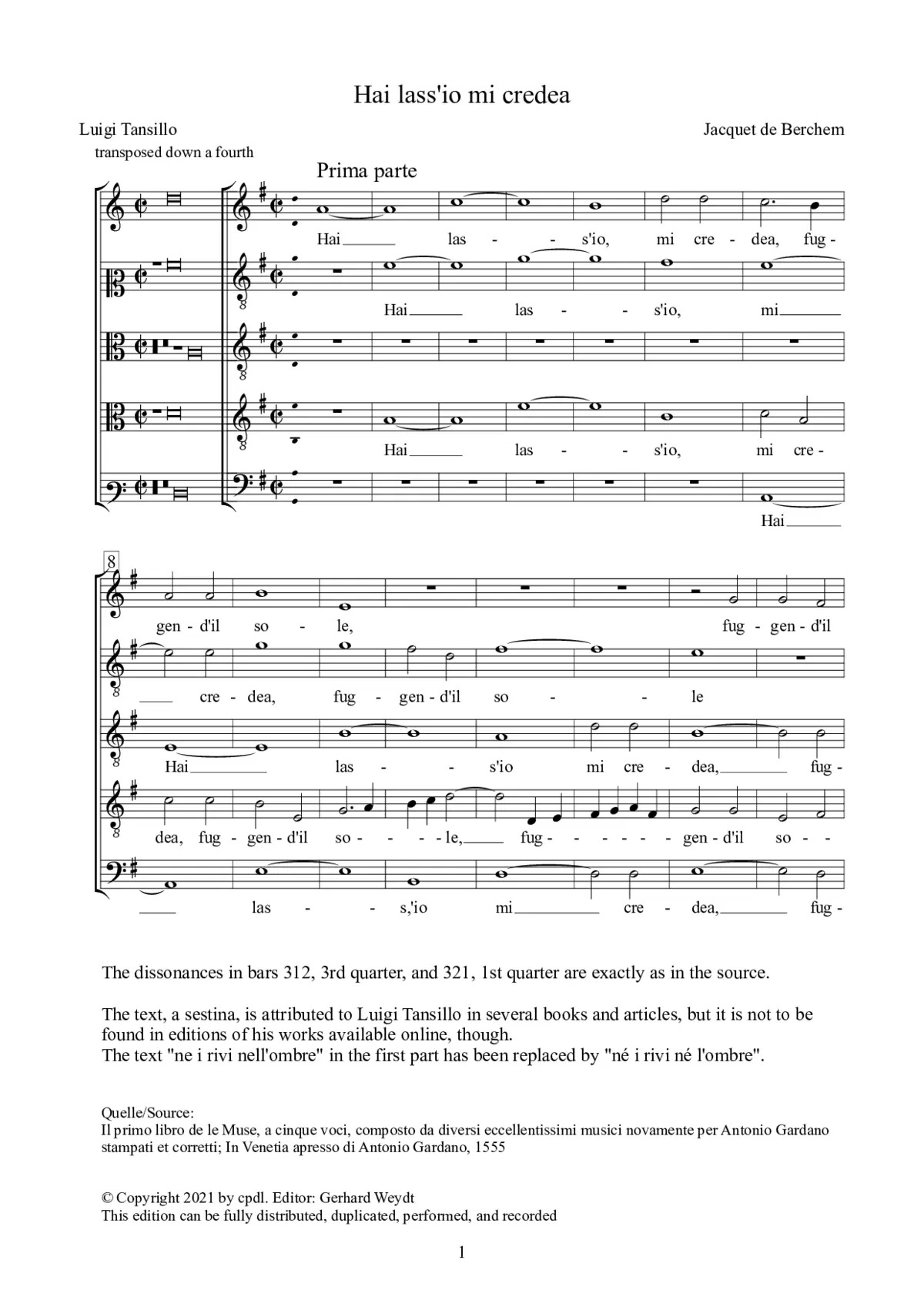 Hai lass'io mi credea - Page 1