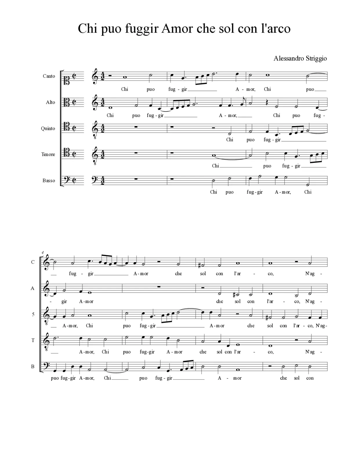 Chi puo fuggir Amor che sol con l'arco - Page 1