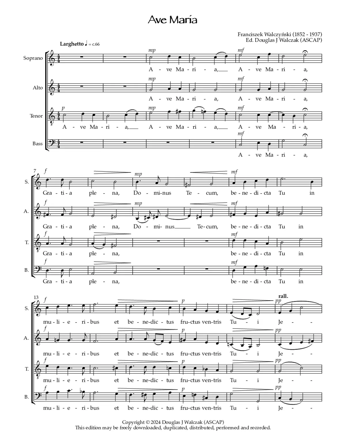 Ave Maria in C a4 - Page 1