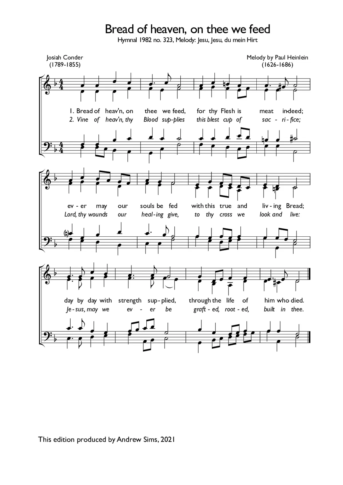 Bread of heaven, on thee we feed - Page 1