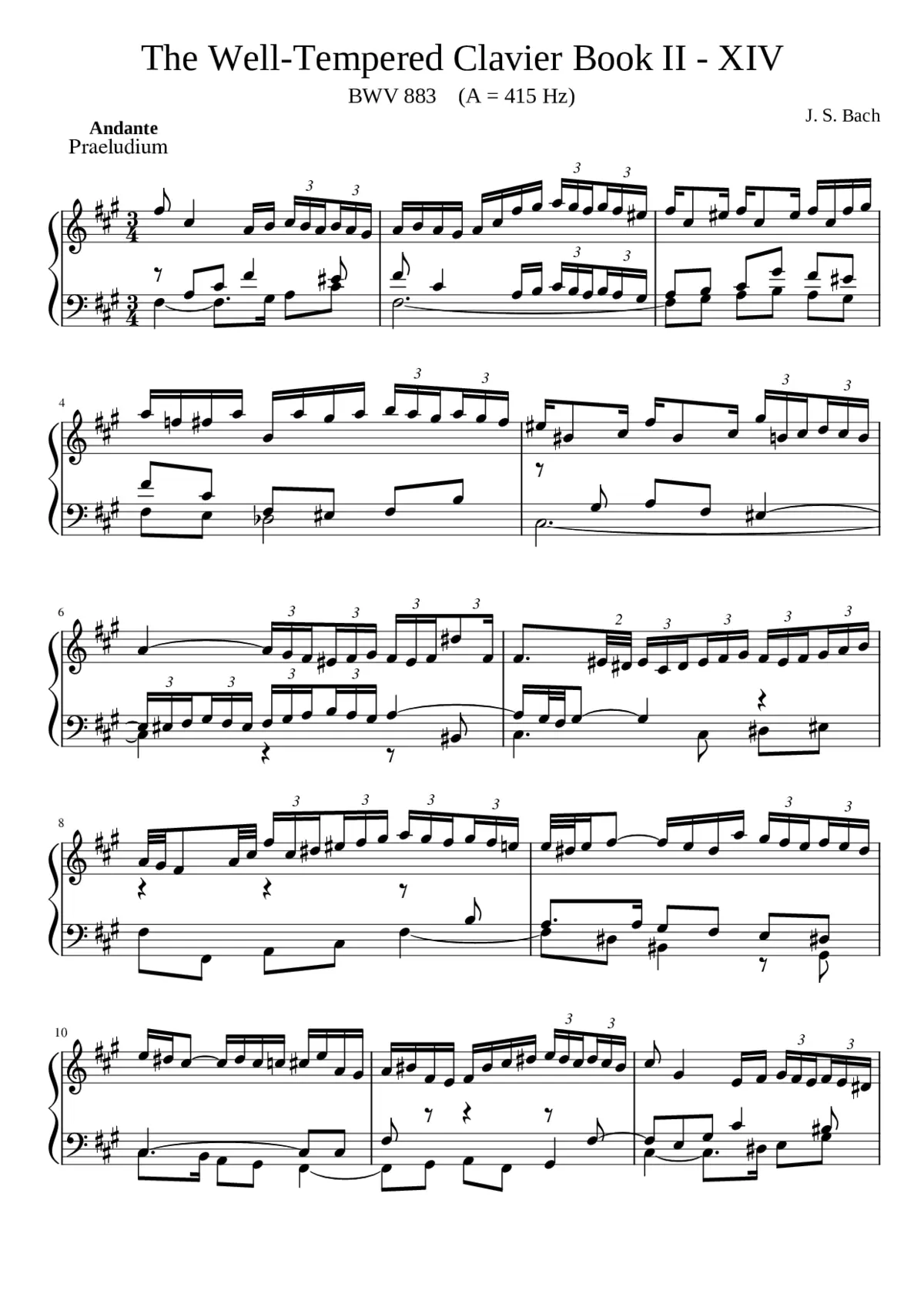 Prelude and Fugue in F-sharp minor BWV 883 - Page 1