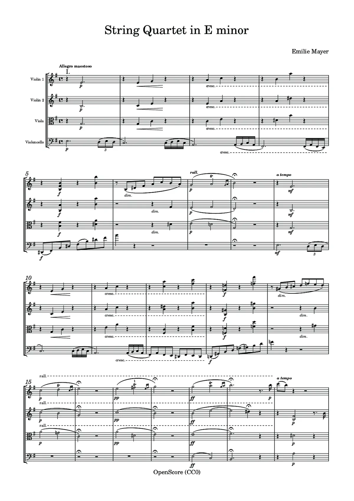 String Quartet in E minor - Page 1
