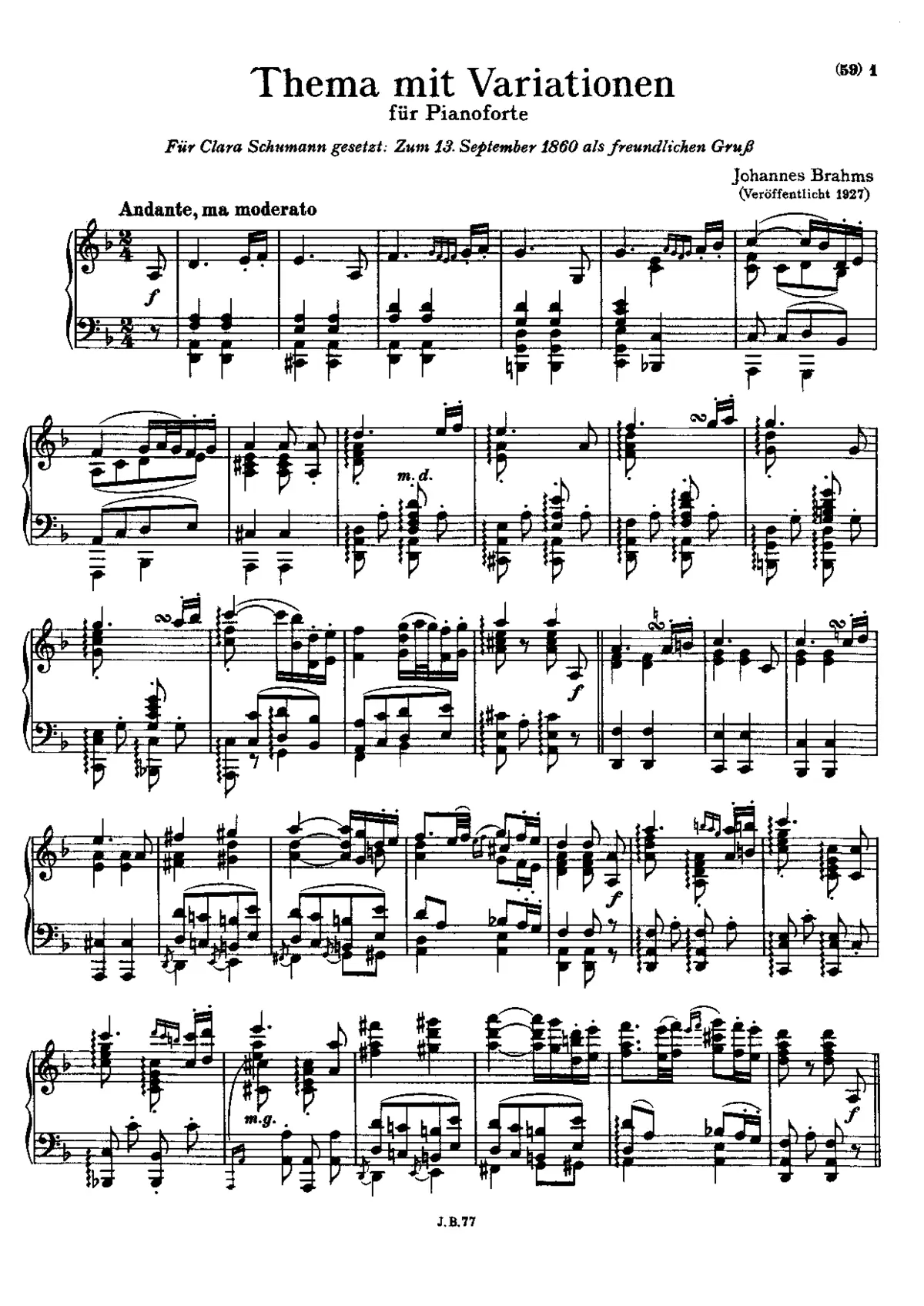 Theme with Variations in D minor - Page 1