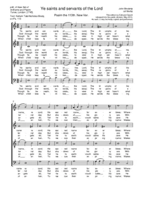 Ye saints and servants of the Lord