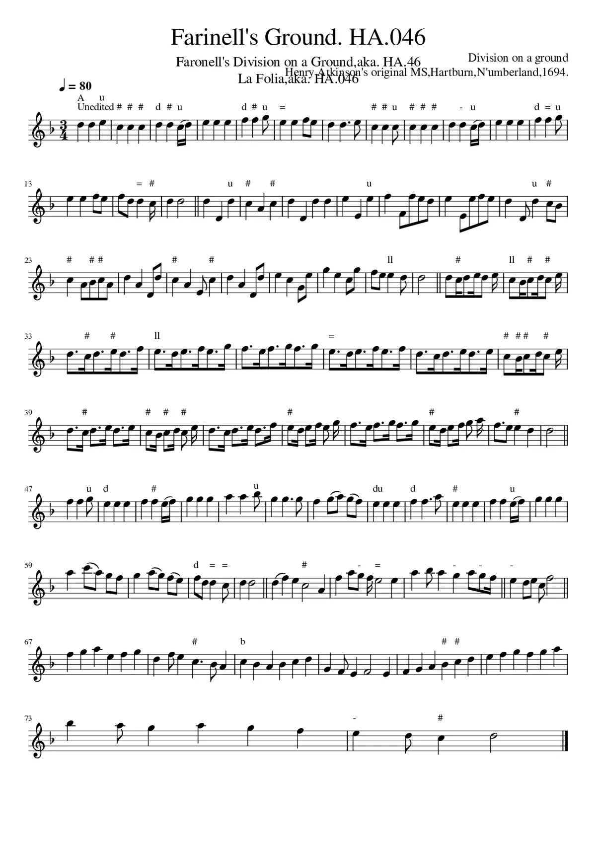 Farinell's Ground. HA.046 - Page 1