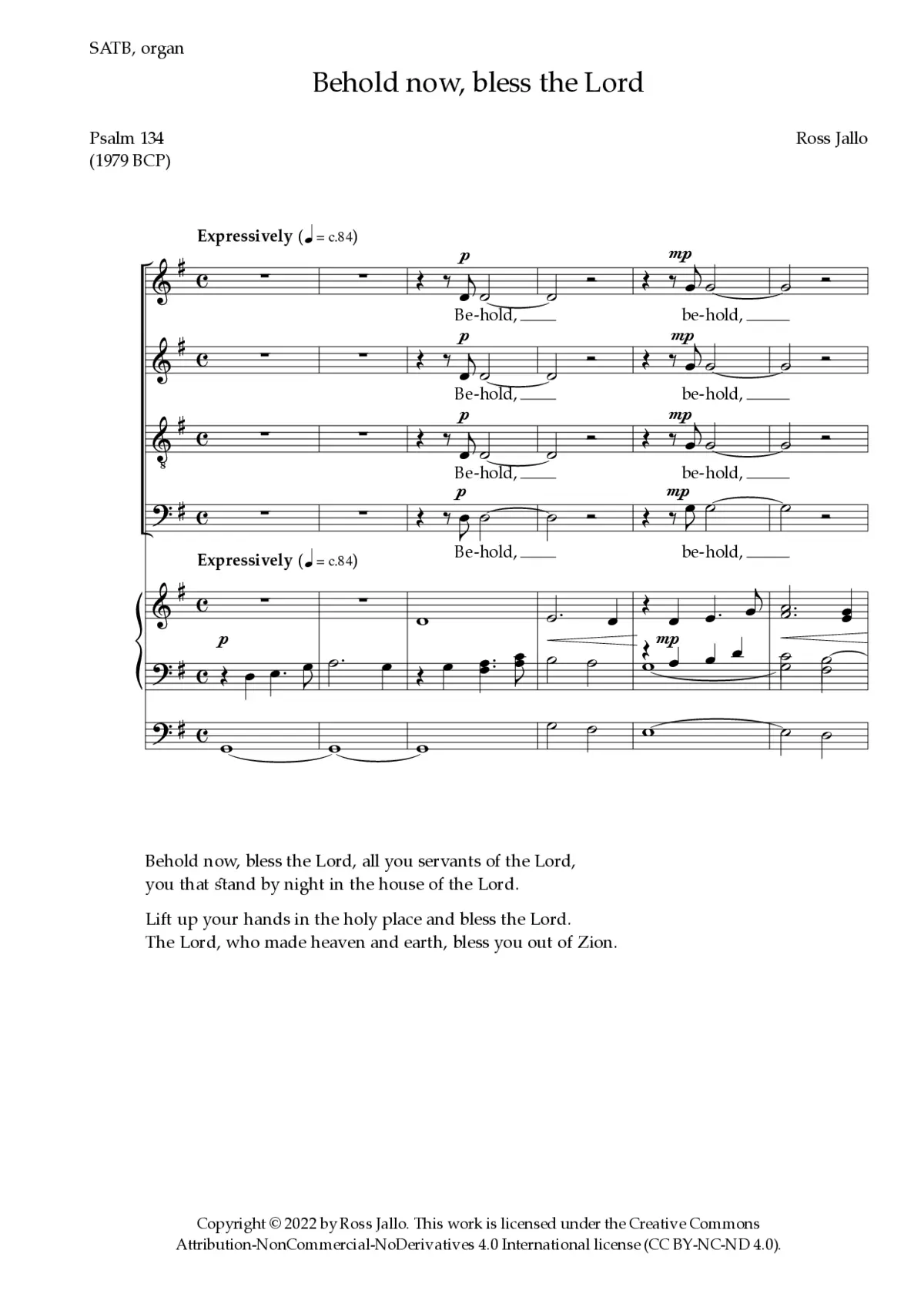 Behold now, bless the Lord - Page 1