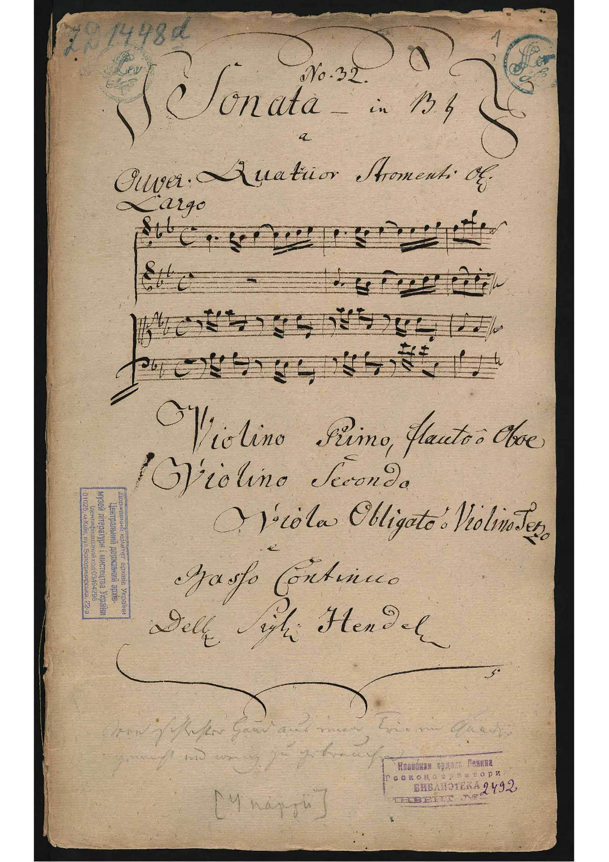 Quadro Sonata in B-flat major - Page 1