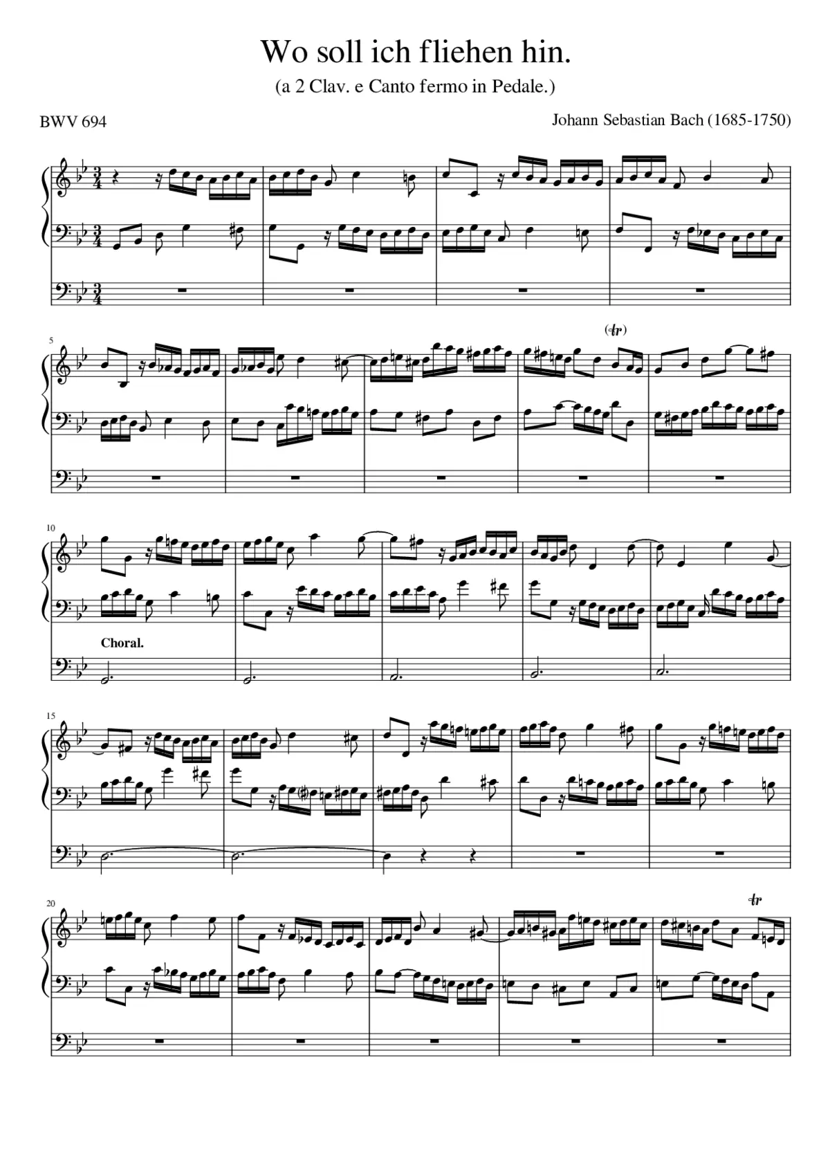 Wo soll ich fliehen hin BWV 694 - Page 1