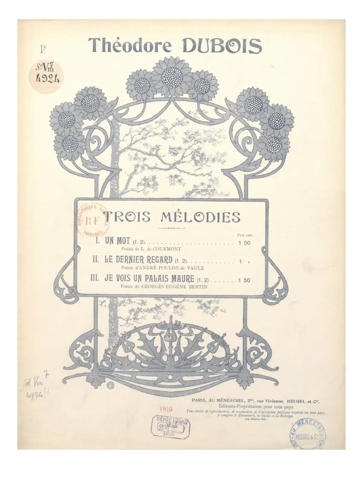 Trois mélodies - Page 1