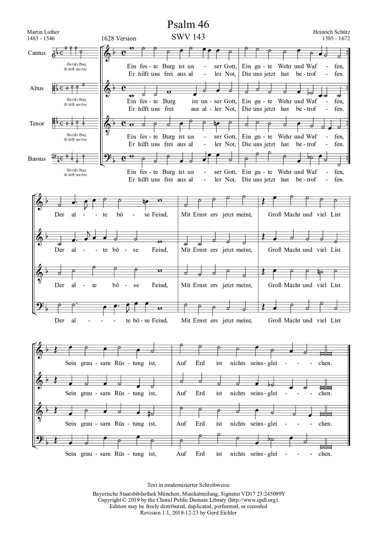 Ein feste Burg ist unser Gott, SWV 143 - Page 1