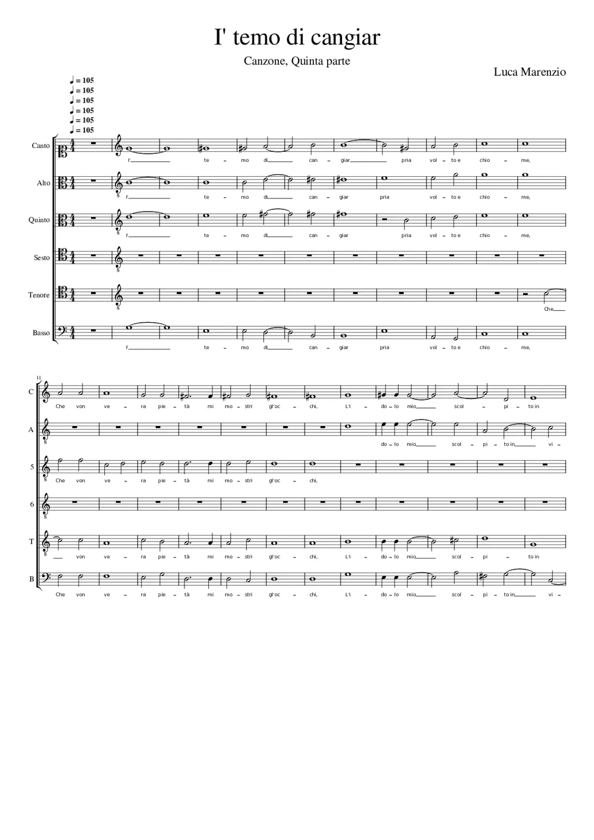 I' temo di cangiar - Page 1