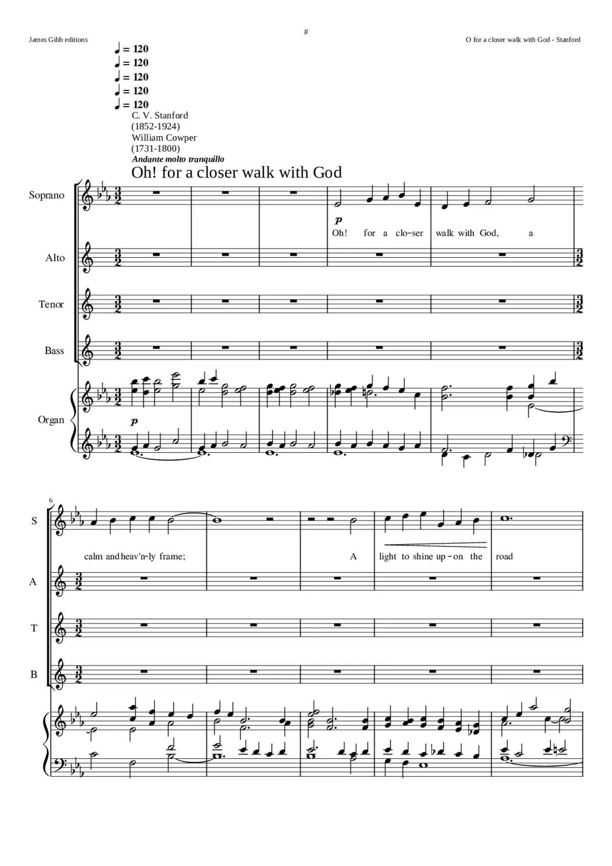 Hymn (after a song of Wisdom) - Oh for a closer walk with God - Page 1