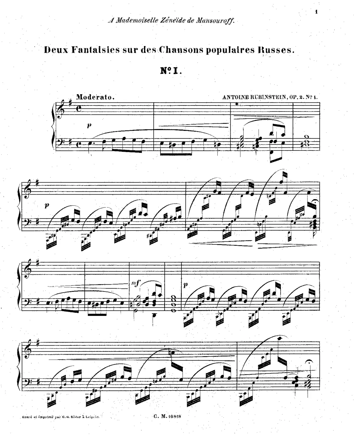 2 Fantaisies sur des chansons populaires Russes - Page 1