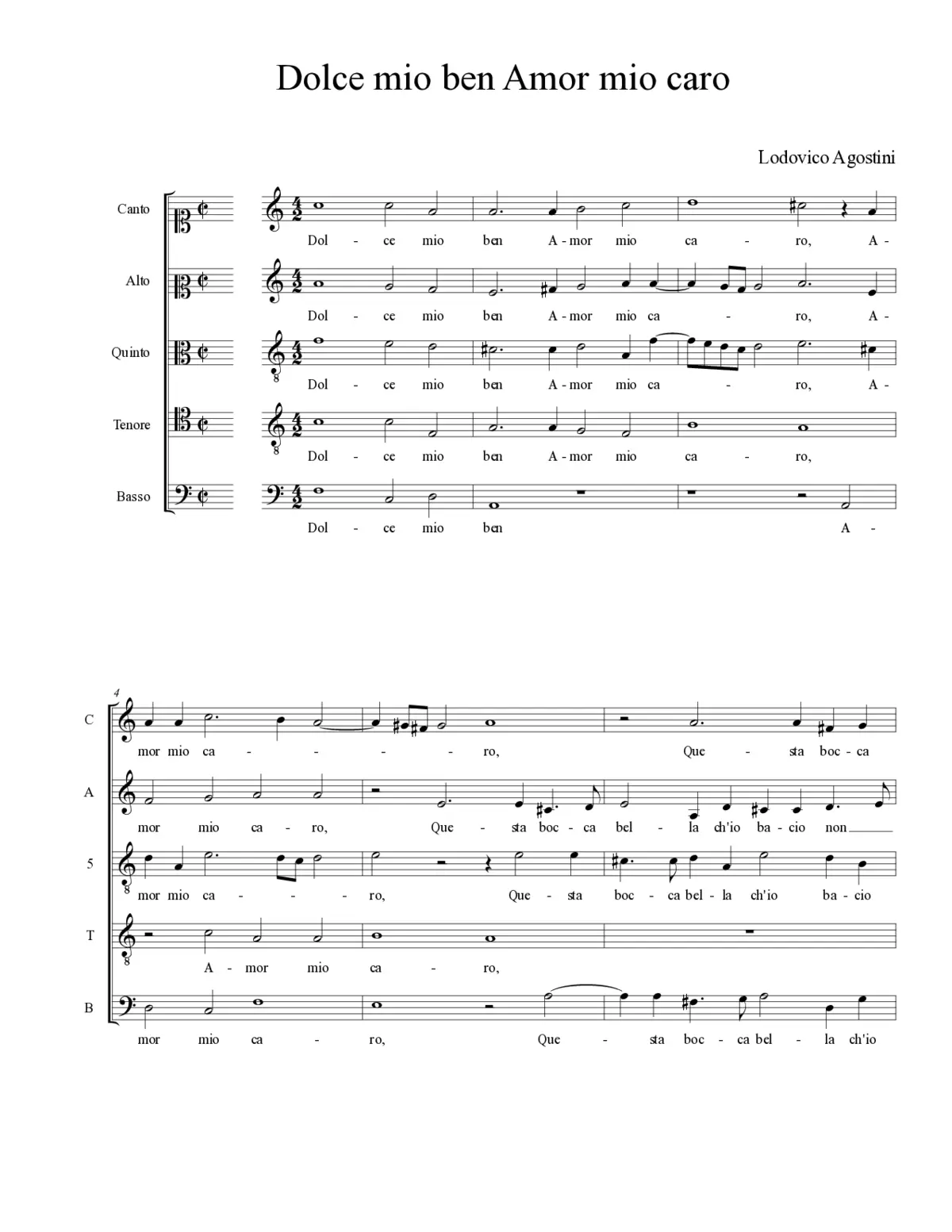 Dolce mio ben Amor mio caro - Page 1