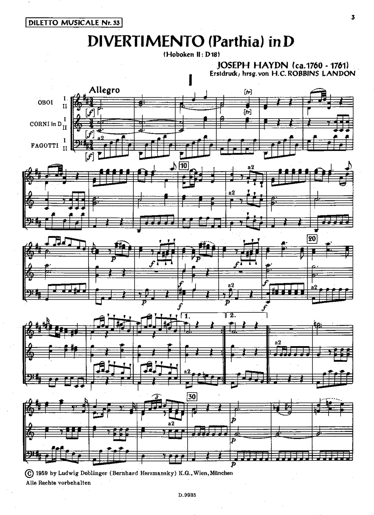 Divertimento in D major - Page 1