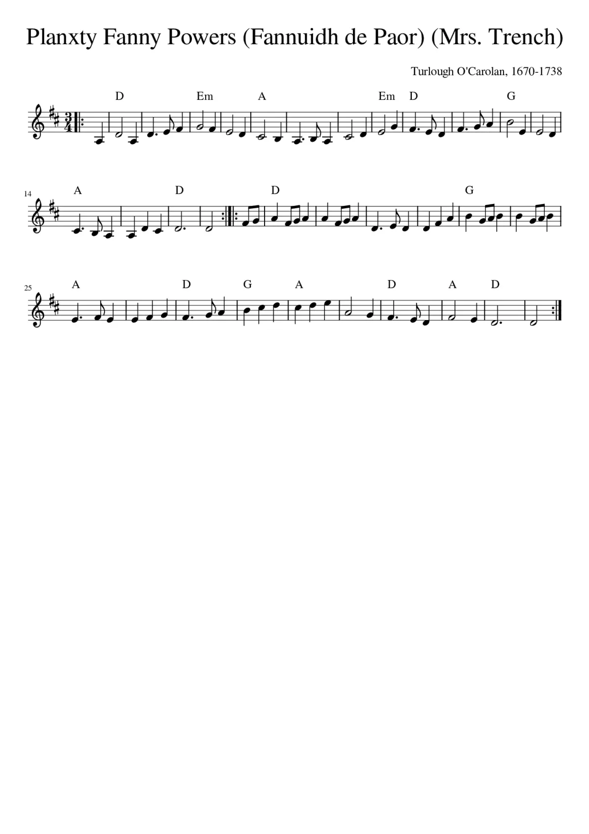 Planxty Fanny Powers (Fannuidh de Paor) (Mrs. Trench) - Page 1