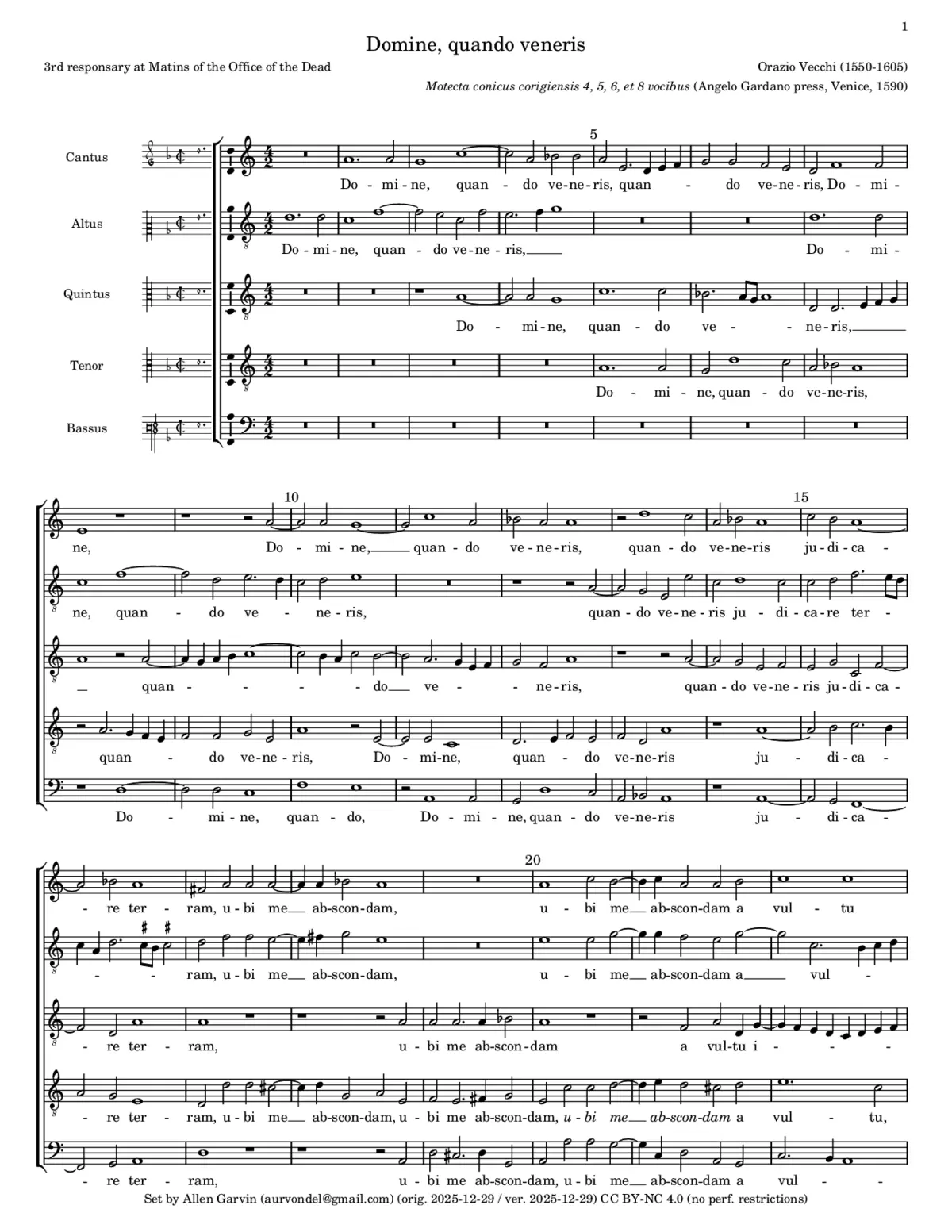 Domine quando veneris a 5 - Page 1