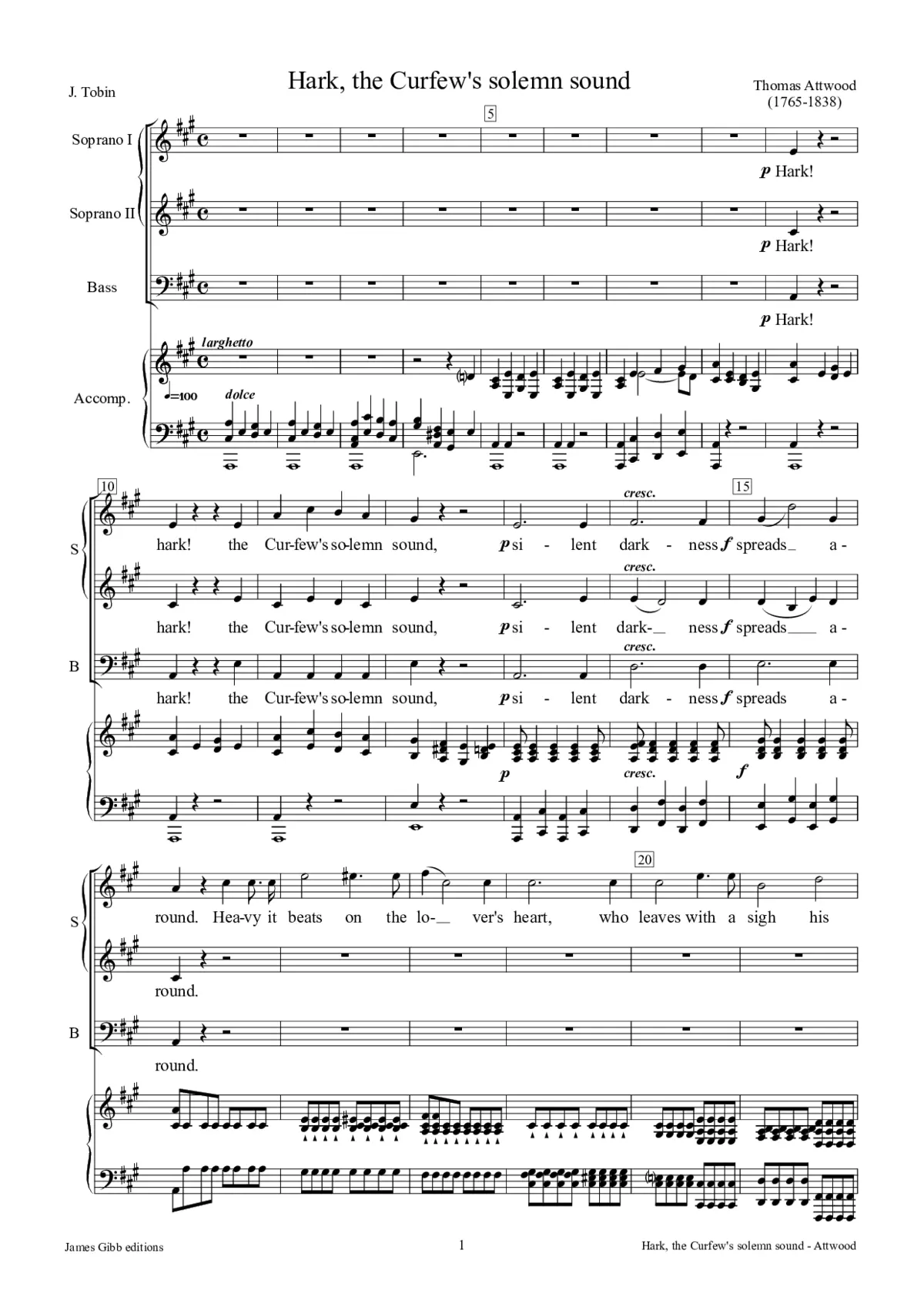 Hark! the Curfew's solemn sound - Page 1