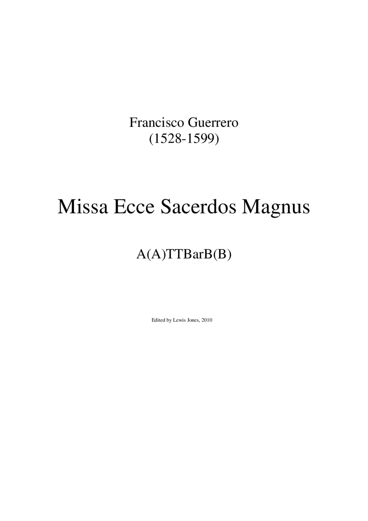 Missa Ecce Sacerdos Magnus - Page 1