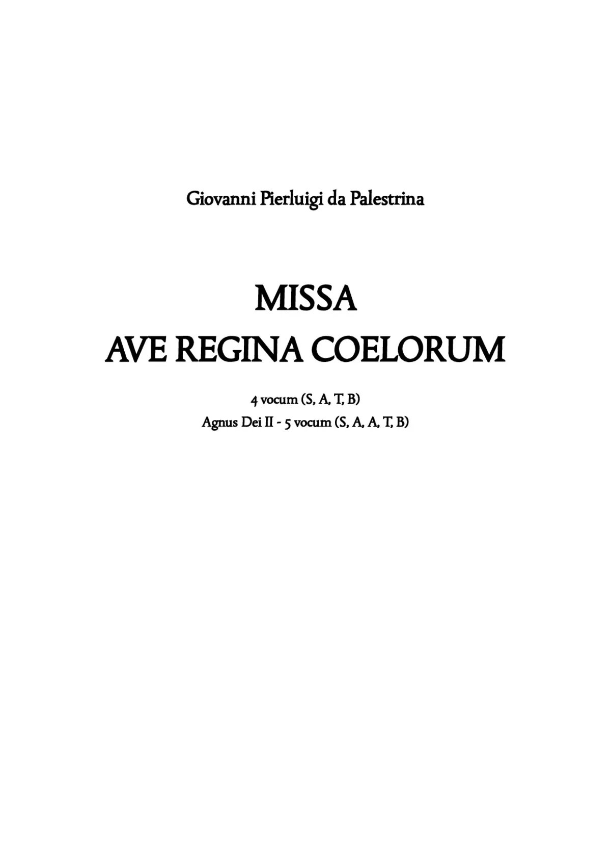 Missa Ave regina coelorum - Page 1