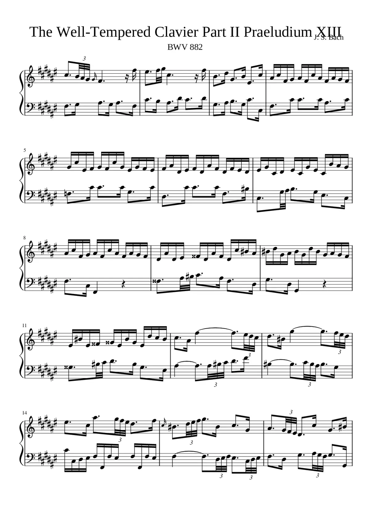 Prelude and Fugue in F-sharp major BWV 882 - Page 1